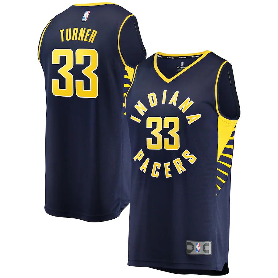 Men Indiana Pacers 33 Myles Turner Fanatics Branded Navy Fast Break Replica NBA Jersey